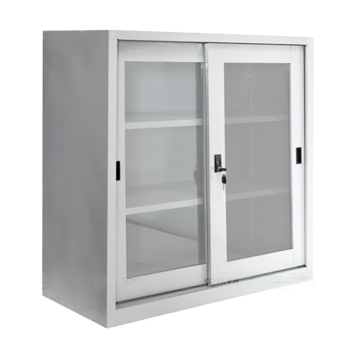 Tủ sắt 2 cánh kính lùa (thấp)